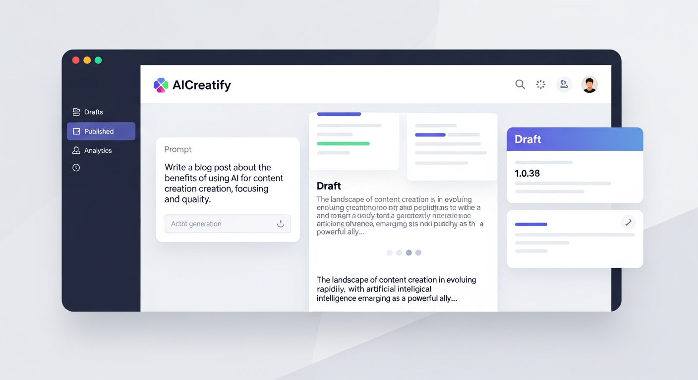 a screenshot of AICreatify generating a post draft based on a prompt