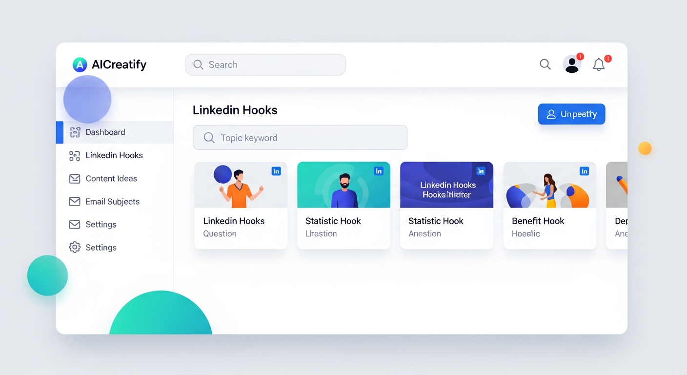 AICreatify LinkedIn Hooks tool interface